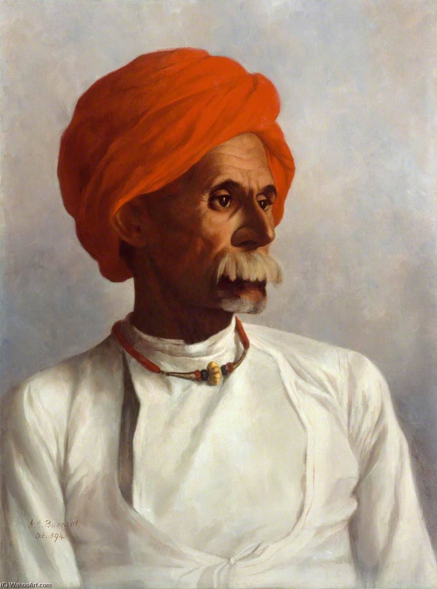 Wikioo.org - The Encyclopedia of Fine Arts - Painting, Artwork by Gertrude Ellen Burrard - Gunga, a Hindu from Oudh and a Chaprasi (messenger) of No.22 Astronomical Survey Party (of which Captain Sidney Burrard was in charge)