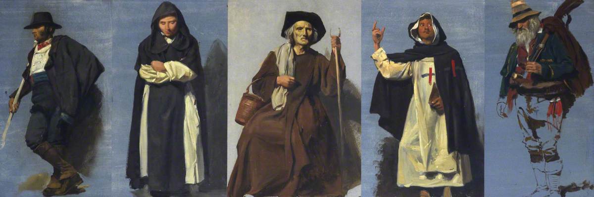 Wikioo.org - The Encyclopedia of Fine Arts - Painting, Artwork by Thomas Stuart Smith - Five Studies of Italian Figures