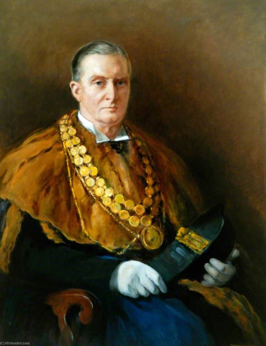 Wikioo.org - The Encyclopedia of Fine Arts - Painting, Artwork by Frank Watson Wood - Joseph Fleming (1876–1949), Mayor of Berwick upon Tweed (1942–1944)