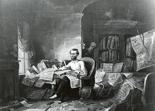Wikioo.org - The Encyclopedia of Fine Arts - Painting, Artwork by David Gilmour Blythe - Abraham Lincoln Writing the Emancipation Proclamation, (painting)