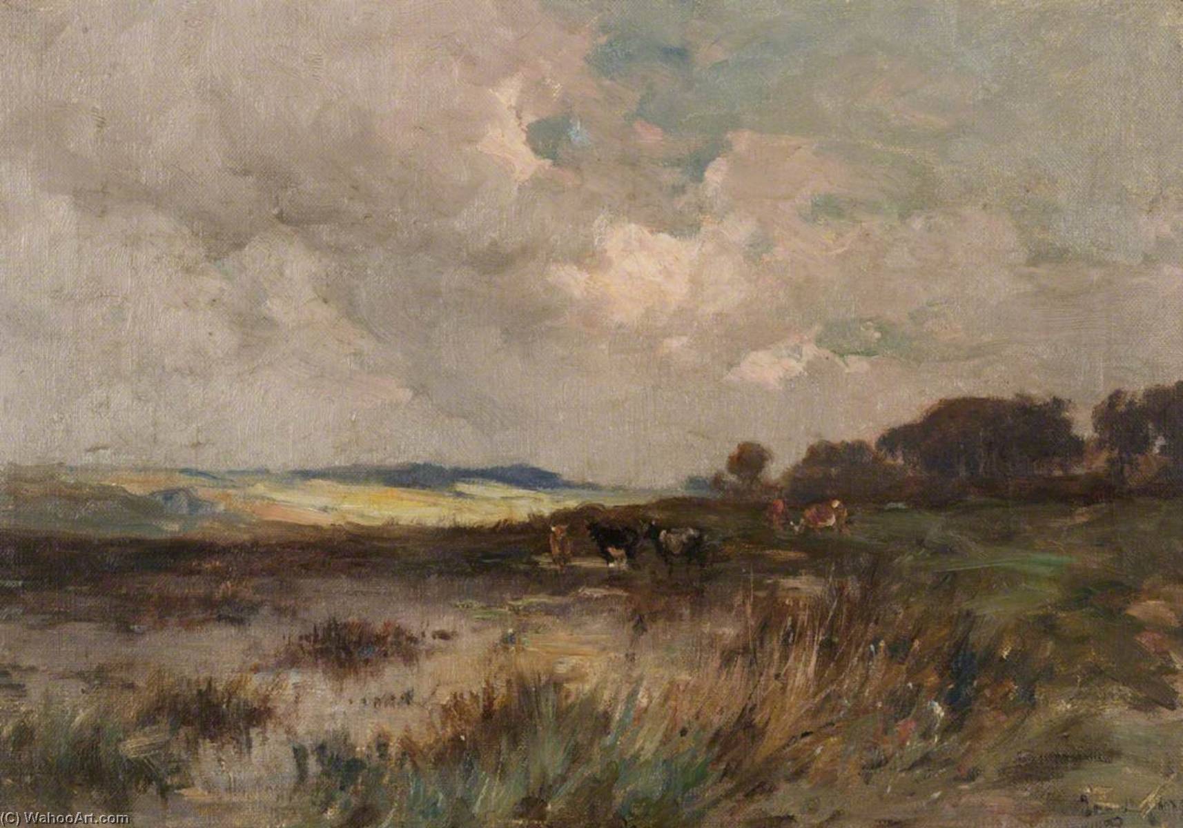 Wikioo.org - The Encyclopedia of Fine Arts - Painting, Artwork by Joseph Milne - Landscape with Cattle