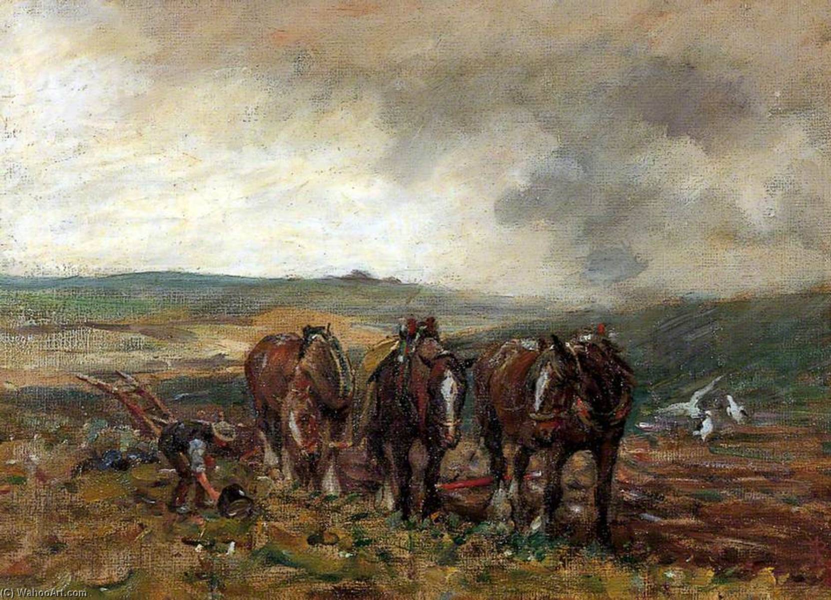Wikioo.org - The Encyclopedia of Fine Arts - Painting, Artwork by Nathaniel Hughes John Baird - Spring Ploughing