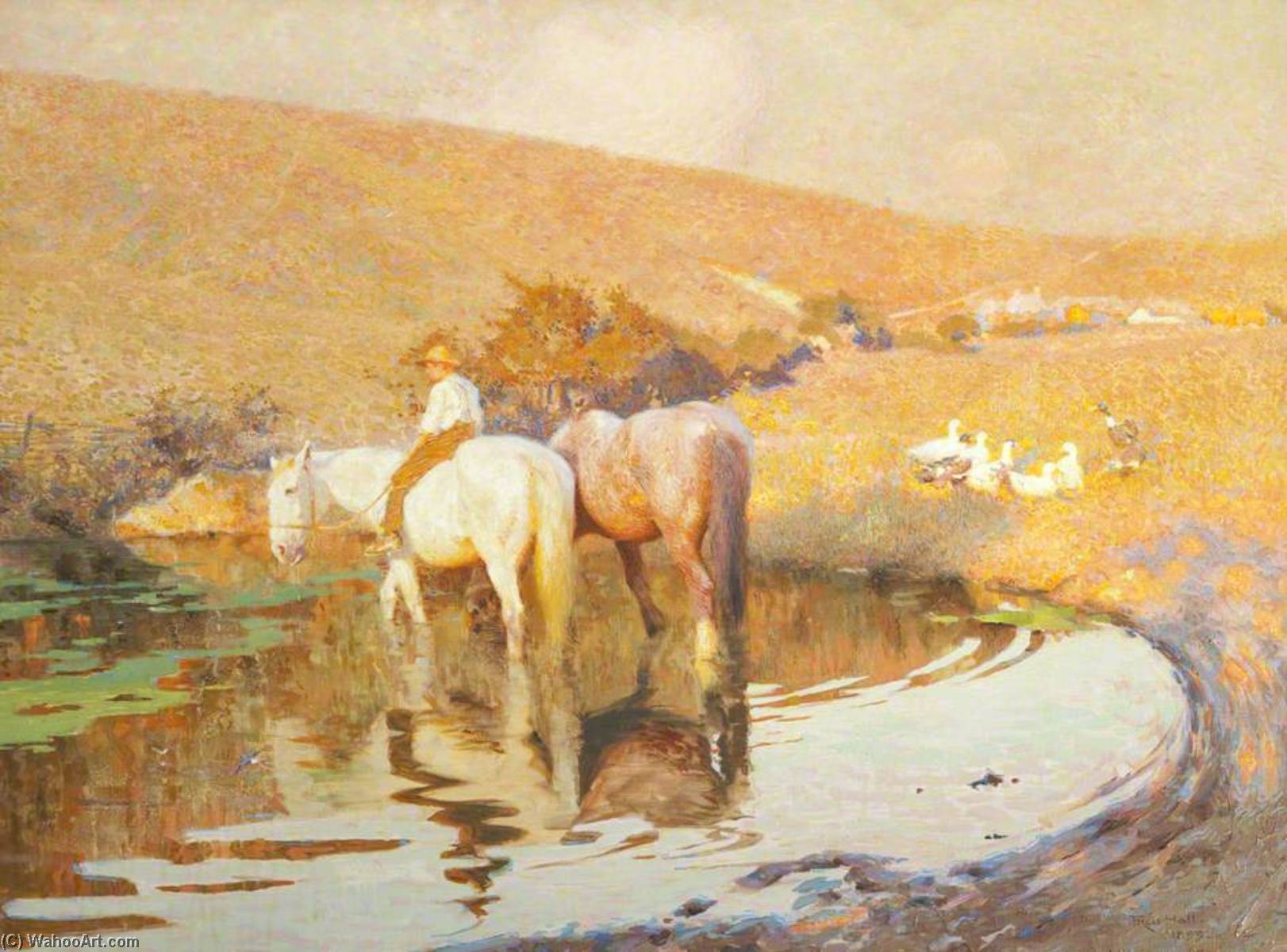 Wikioo.org - The Encyclopedia of Fine Arts - Painting, Artwork by Frederick Hall - Golden Evening