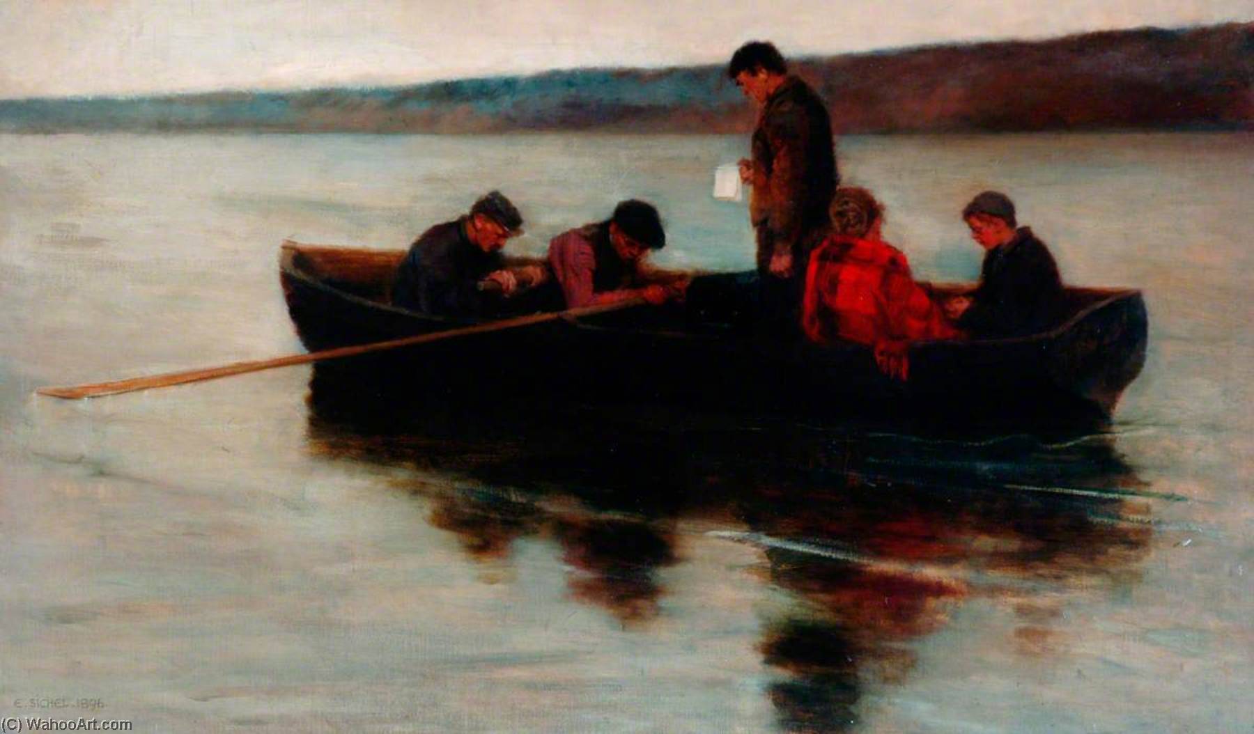 Wikioo.org - The Encyclopedia of Fine Arts - Painting, Artwork by Ernest Leopold Sichel - A Child's Funeral in the Highlands