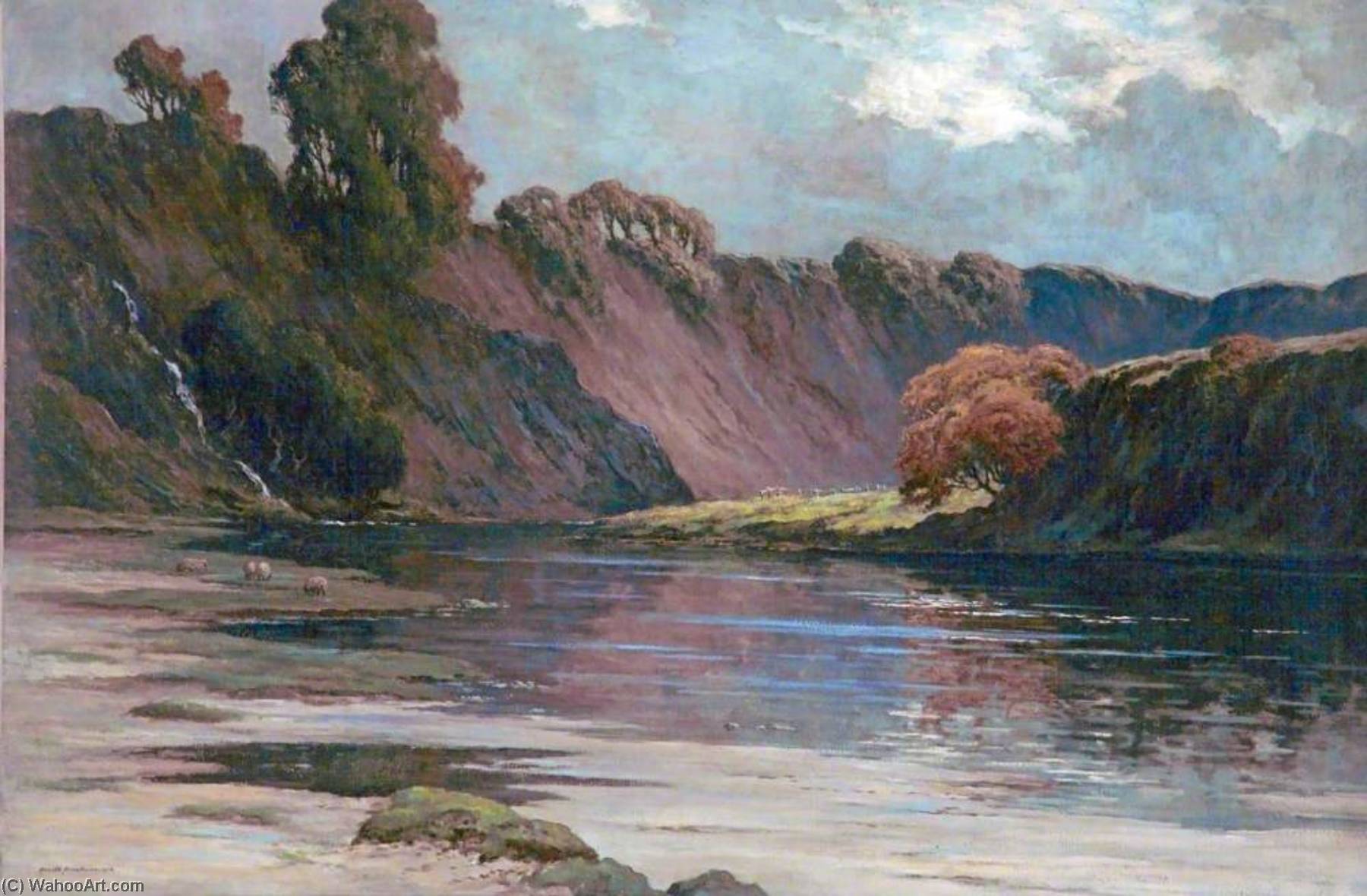 Wikioo.org - The Encyclopedia of Fine Arts - Painting, Artwork by Arnold Priestman - River Wharf near Bolton Abbey, North Yorkshire
