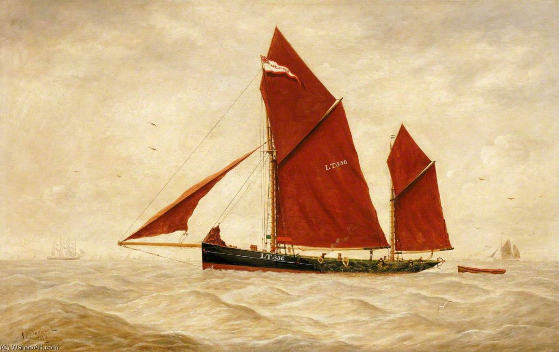 Wikioo.org - The Encyclopedia of Fine Arts - Painting, Artwork by George Vemply Burwood - The Lowestoft Trawler 'LT356'