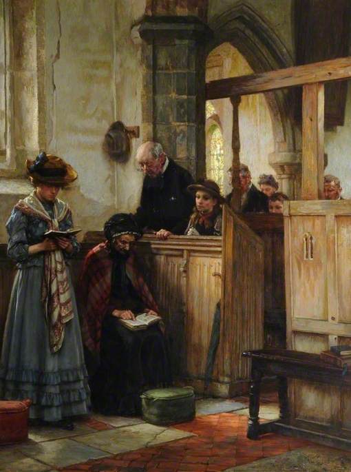 Wikioo.org - The Encyclopedia of Fine Arts - Painting, Artwork by William Teulon Blandford Fletcher - The Reading of the Psalms
