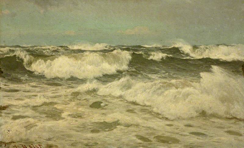 Wikioo.org - The Encyclopedia of Fine Arts - Painting, Artwork by Laurits Bernhard Holst - A White Gale off the Coast of Cornwall