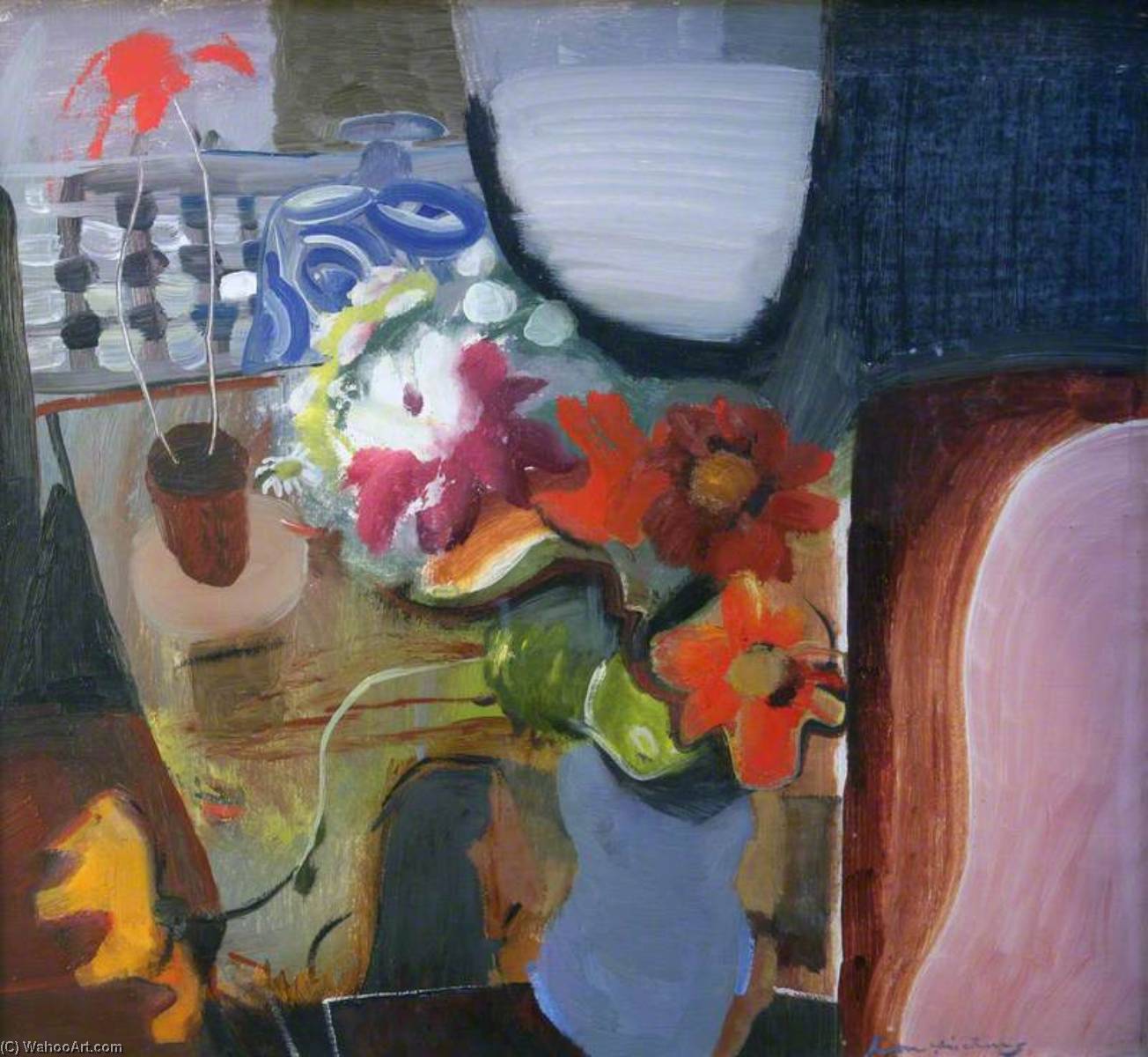 Wikioo.org - Bách khoa toàn thư về mỹ thuật - Vẽ tranh, Tác phẩm nghệ thuật Ivon Hitchens - Blue vase