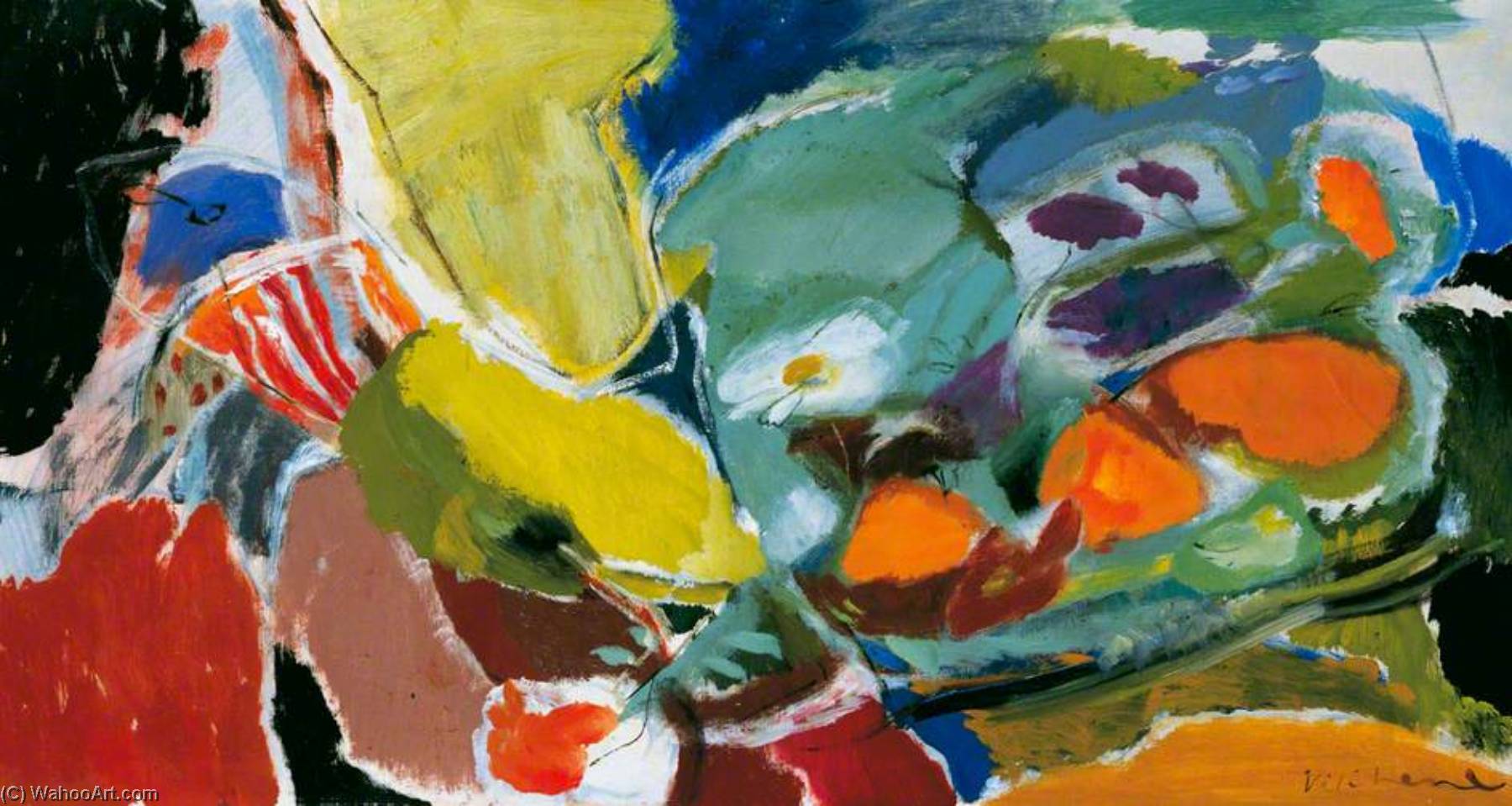 Wikioo.org - The Encyclopedia of Fine Arts - Painting, Artwork by Ivon Hitchens - Patchwork of Daisies and Marigolds