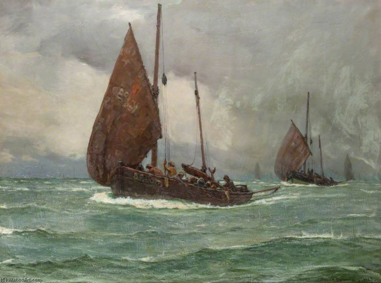 Wikioo.org - The Encyclopedia of Fine Arts - Painting, Artwork by Patrick Downie - Seascape (Sailing Boats in Bad Weather)
