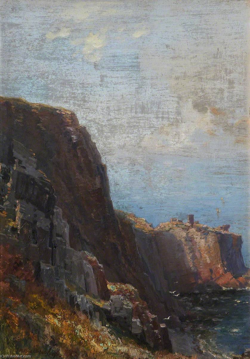 Wikioo.org - The Encyclopedia of Fine Arts - Painting, Artwork by Thomas Bromley Blacklock - Ruins of Fast Castle, near St Abbs
