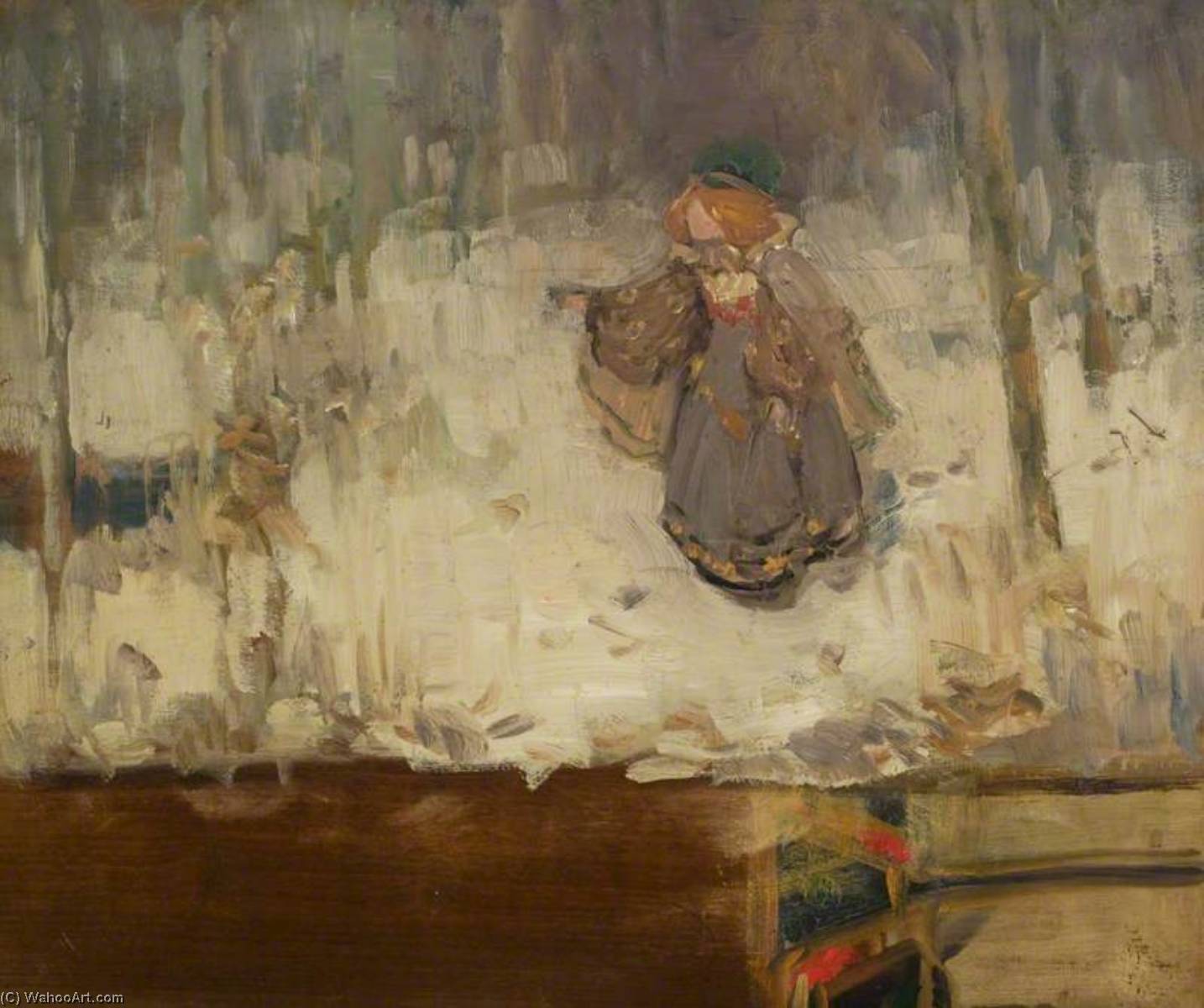 WikiOO.org - Encyclopedia of Fine Arts - Målning, konstverk Thomas Bromley Blacklock - A Red Headed Girl in a Grey Dress in a Wood