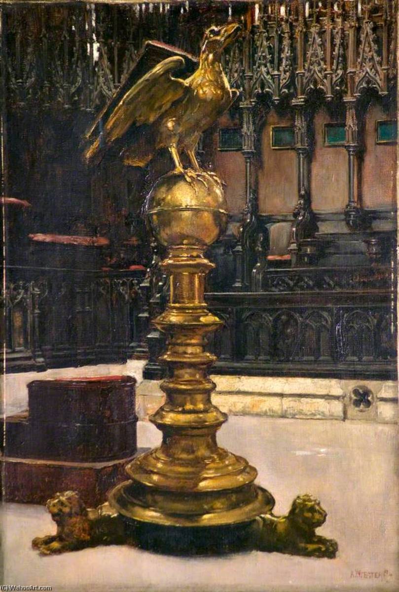 Wikioo.org - The Encyclopedia of Fine Arts - Painting, Artwork by Alfred George Webster - Lectern, Lincoln Cathedral