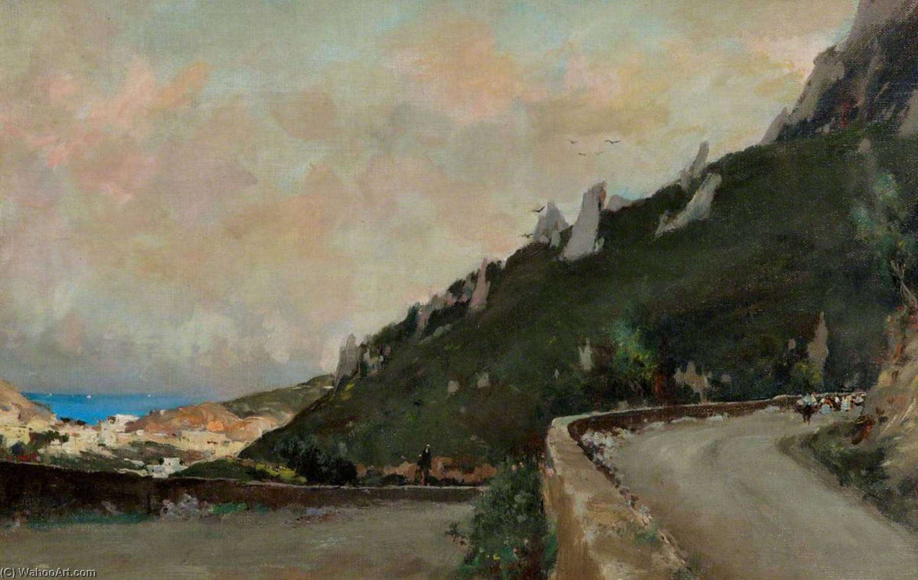 Wikioo.org - The Encyclopedia of Fine Arts - Painting, Artwork by Francis E Chardon - On the Road to Capri