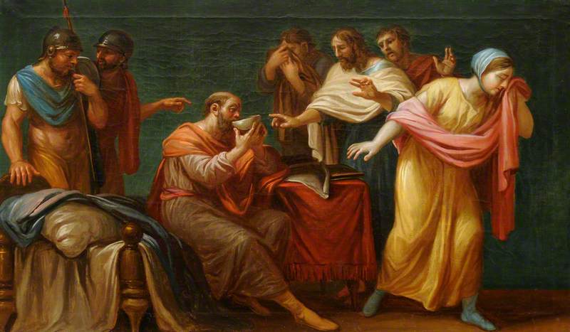 Wikioo.org – La Enciclopedia de las Bellas Artes - Pintura, Obras de arte de Antonio Zucchi - Sócrates bebida  el  Cicuta