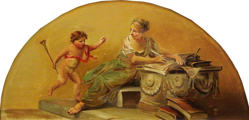Wikioo.org - The Encyclopedia of Fine Arts - Painting, Artwork by Antonio Zucchi - Putto with a Personification of Poetry