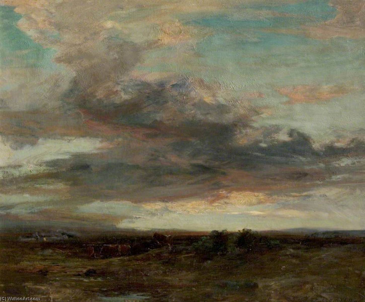 Wikioo.org - The Encyclopedia of Fine Arts - Painting, Artwork by John Campbell Mitchell - The Argyllshire Moor, Sunset
