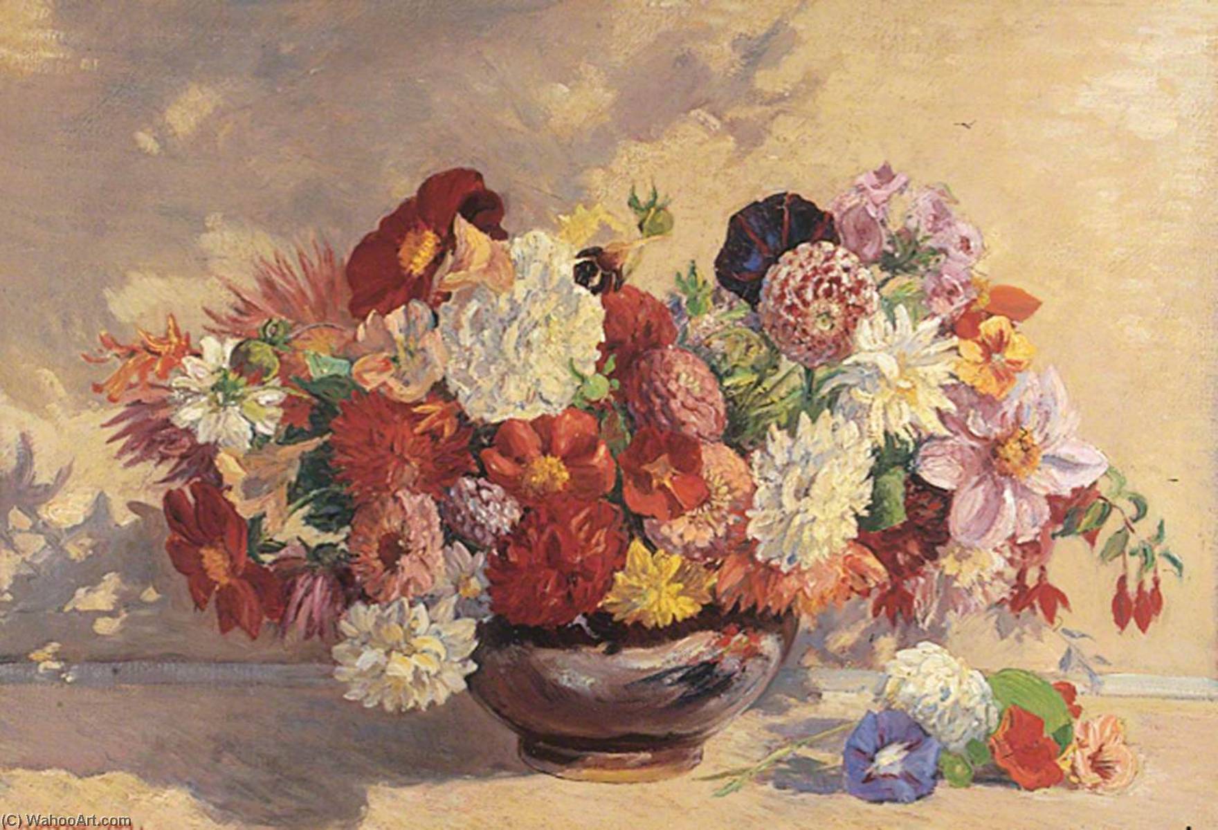 WikiOO.org - Енциклопедия за изящни изкуства - Живопис, Произведения на изкуството Gerard Chowne - Flowers in Sunlight
