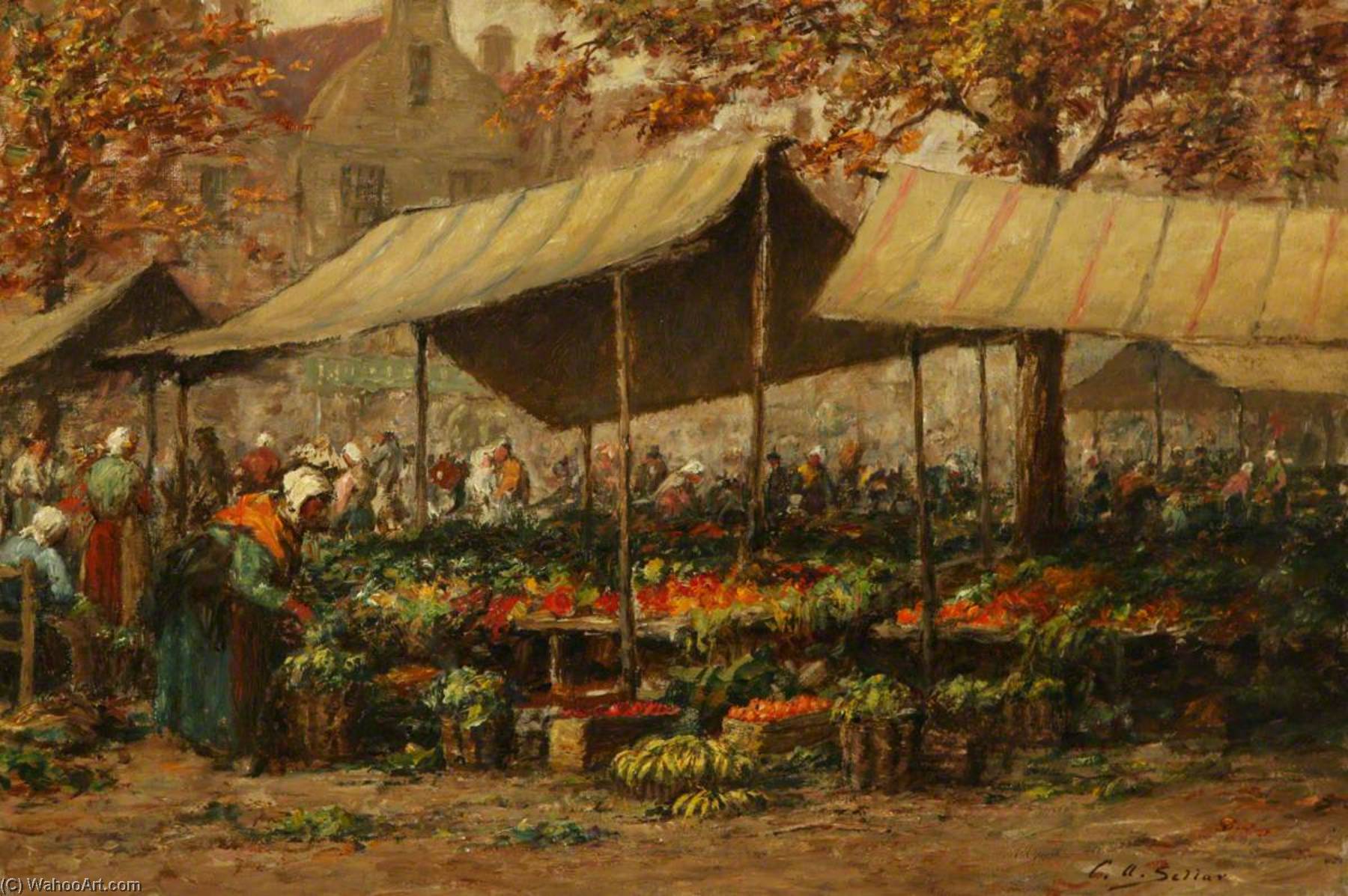 Wikioo.org - The Encyclopedia of Fine Arts - Painting, Artwork by Charles Andrew Sellar - The Fruit Market