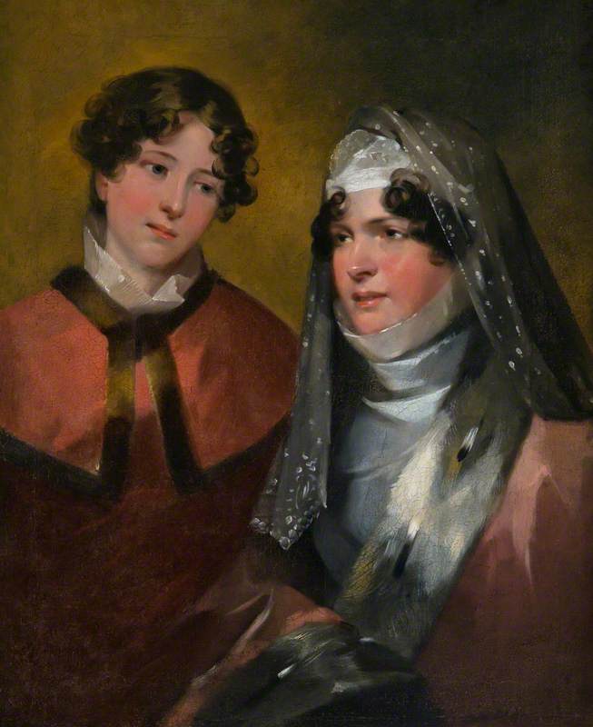 Wikioo.org - The Encyclopedia of Fine Arts - Painting, Artwork by John Watson Gordon - Mrs Brown of Newhall, Penicuik, and Her Daughter