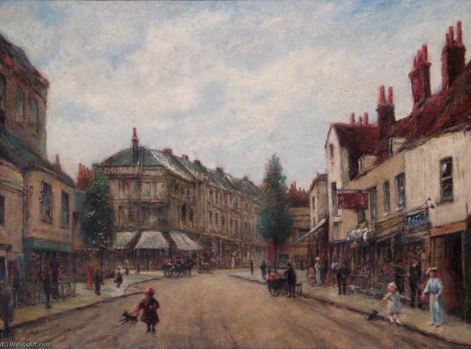 Wikioo.org - The Encyclopedia of Fine Arts - Painting, Artwork by William Freeman - Clarence Street, Eden Street and London Road, Kingston, Surrey