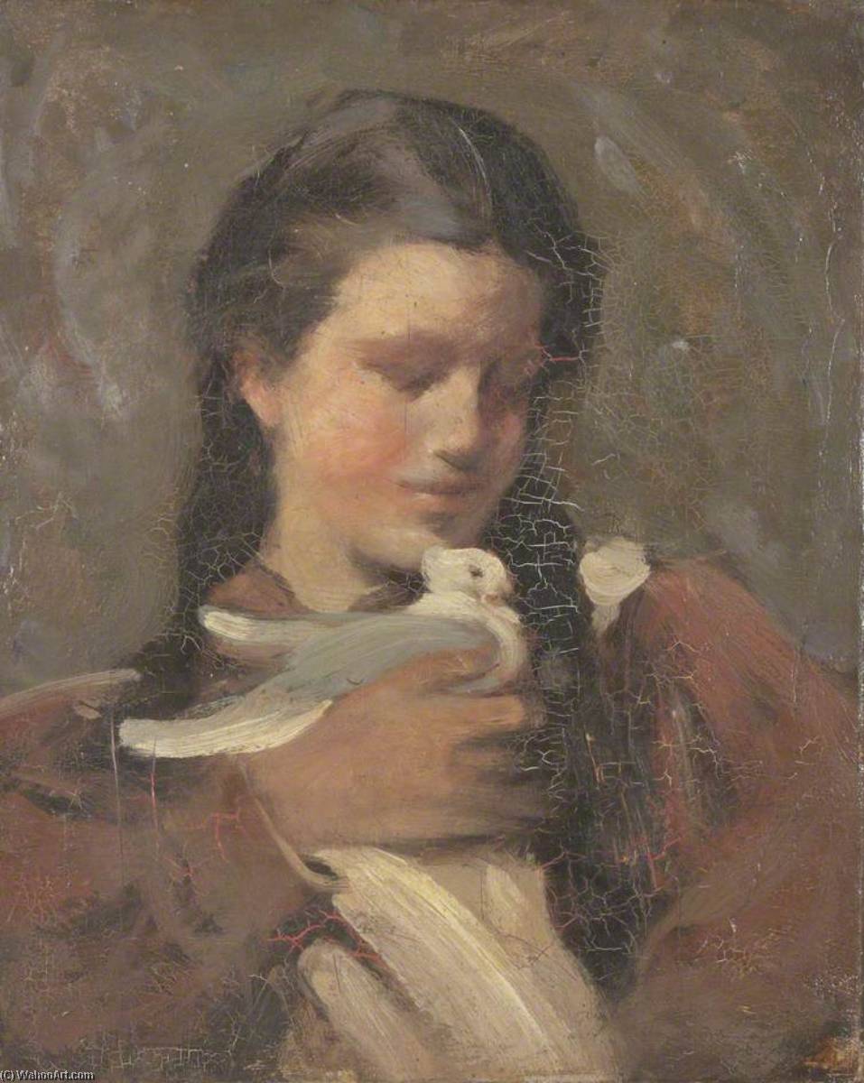 Wikioo.org - The Encyclopedia of Fine Arts - Painting, Artwork by Frederic Yates - Girl with a Pigeon