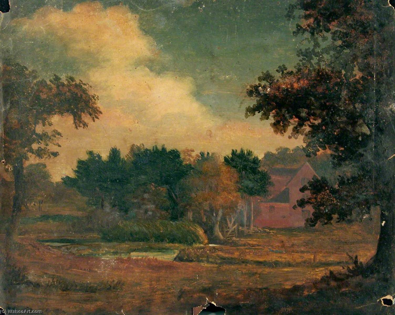 Wikioo.org - The Encyclopedia of Fine Arts - Painting, Artwork by Joseph Clover - Landscape with Farm Buildings (recto)
