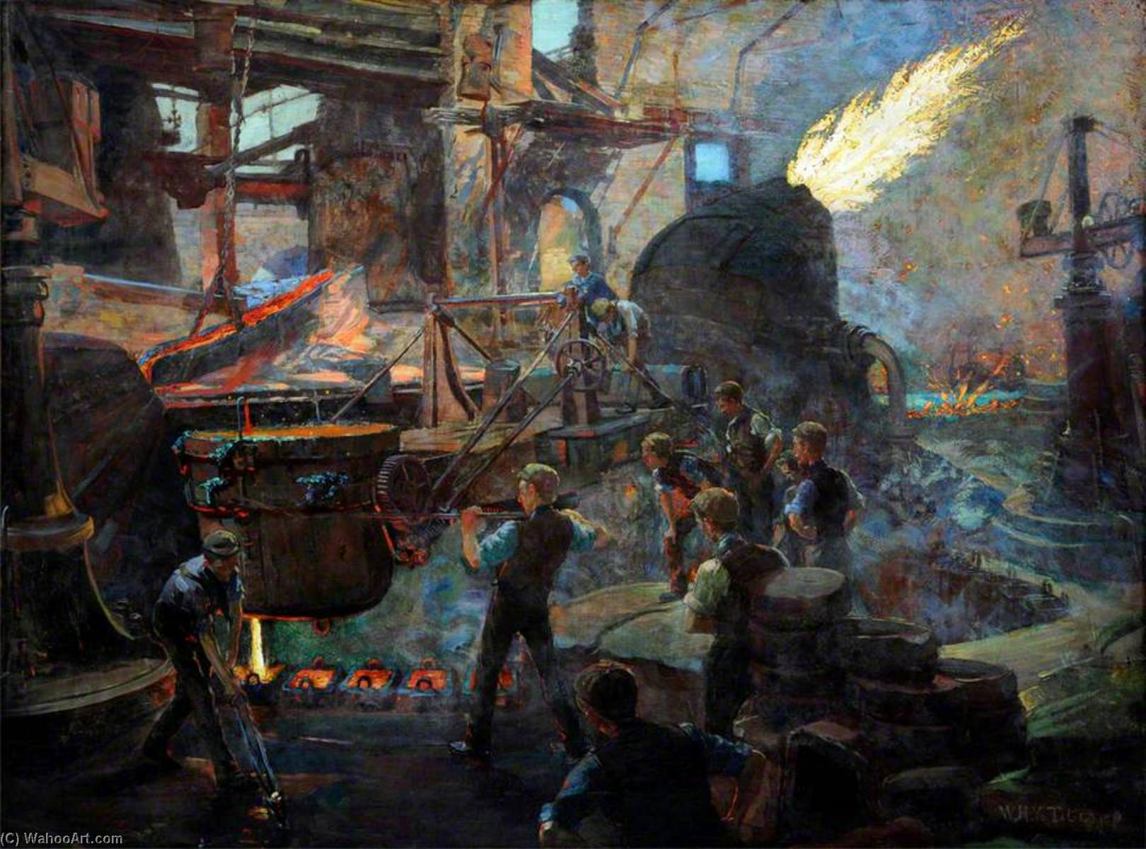 Wikioo.org - The Encyclopedia of Fine Arts - Painting, Artwork by William Holt Yates Titcomb - The Wealth of England, the Bessemer Process of Making Steel