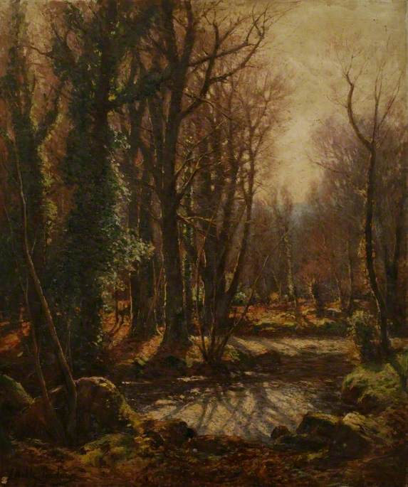 Wikioo.org - The Encyclopedia of Fine Arts - Painting, Artwork by John Noble Barlow - Autumnal Woodland Scene