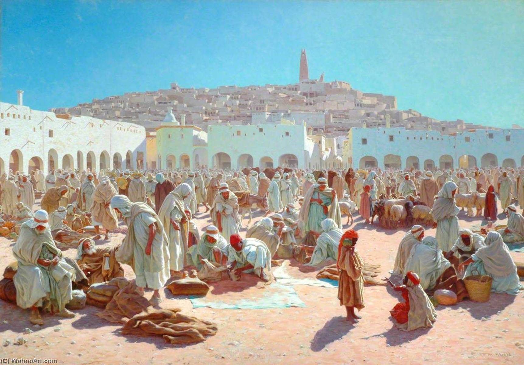 Wikioo.org - The Encyclopedia of Fine Arts - Painting, Artwork by Thomas Frederick Mason Sheard - African Bazaar Scene