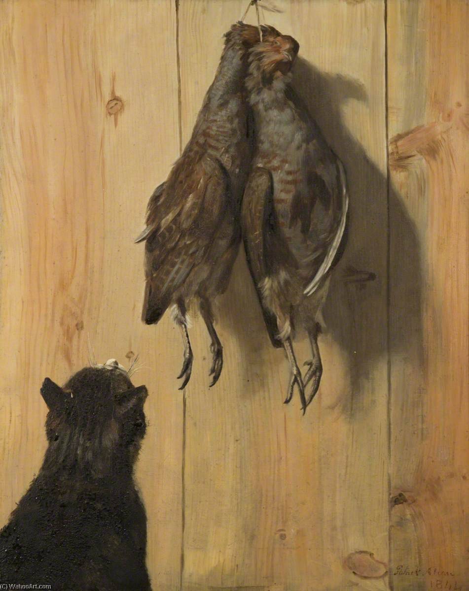 Wikioo.org - The Encyclopedia of Fine Arts - Painting, Artwork by Patrick Allan Fraser - Cat and Partridges