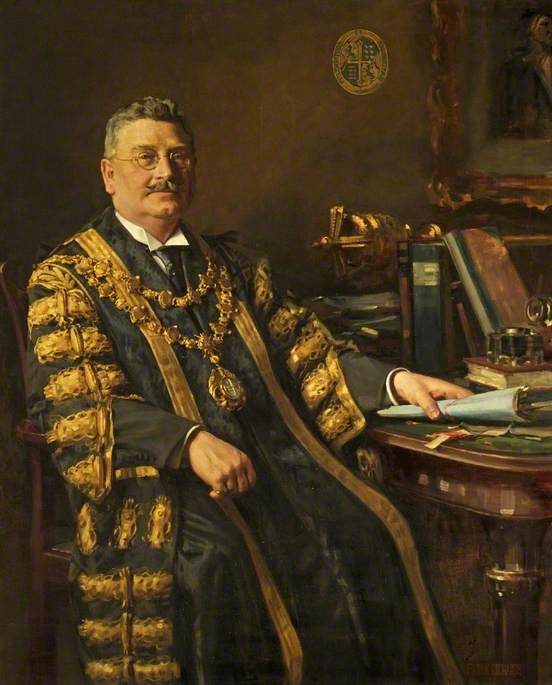 Wikioo.org - The Encyclopedia of Fine Arts - Painting, Artwork by Frank Richards - Alderman Harry J. Thwaites (1869–1931), Mayor of Bournemouth (1925–1927)
