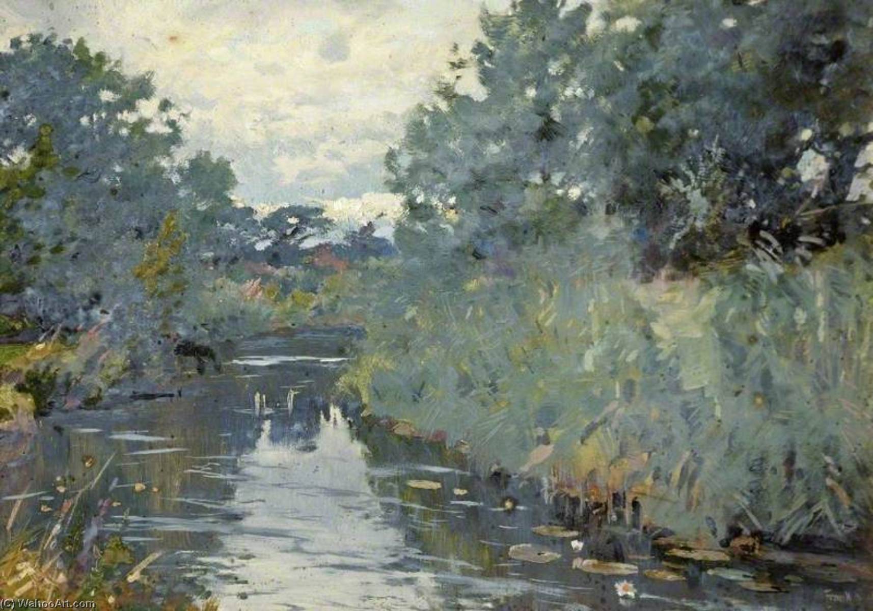Wikioo.org - The Encyclopedia of Fine Arts - Painting, Artwork by Frank Richards - River Scene, Christchurch, Dorset