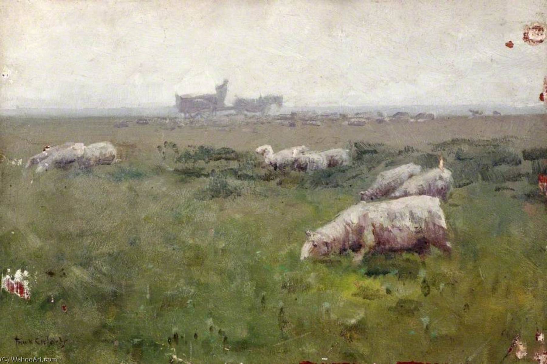 Wikioo.org - The Encyclopedia of Fine Arts - Painting, Artwork by Frank Richards - Landscape with Grazing Sheep