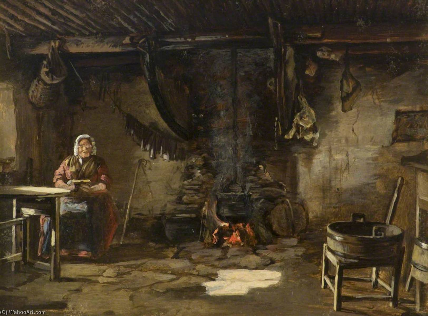 Wikioo.org - The Encyclopedia of Fine Arts - Painting, Artwork by Patrick Allan Fraser - Cottage Interior