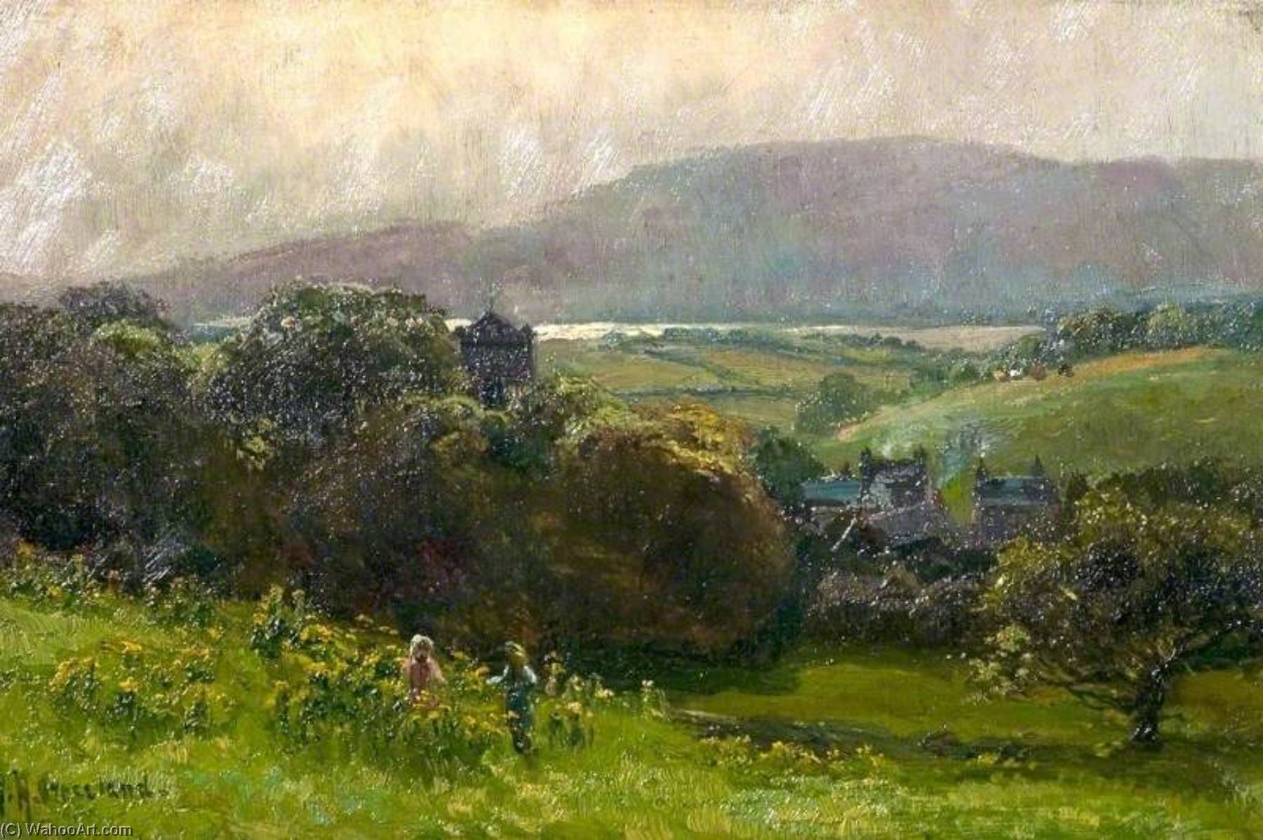 Wikioo.org - The Encyclopedia of Fine Arts - Painting, Artwork by James Henry Crossland - Spring in the Valley, Belper, Derbyshire