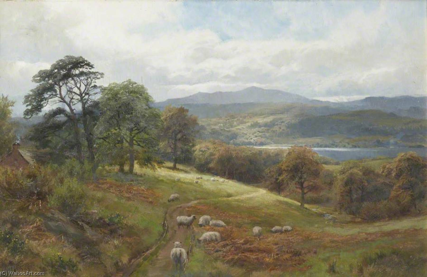 Wikioo.org - The Encyclopedia of Fine Arts - Painting, Artwork by James Henry Crossland - Coniston Old Man from Windermere