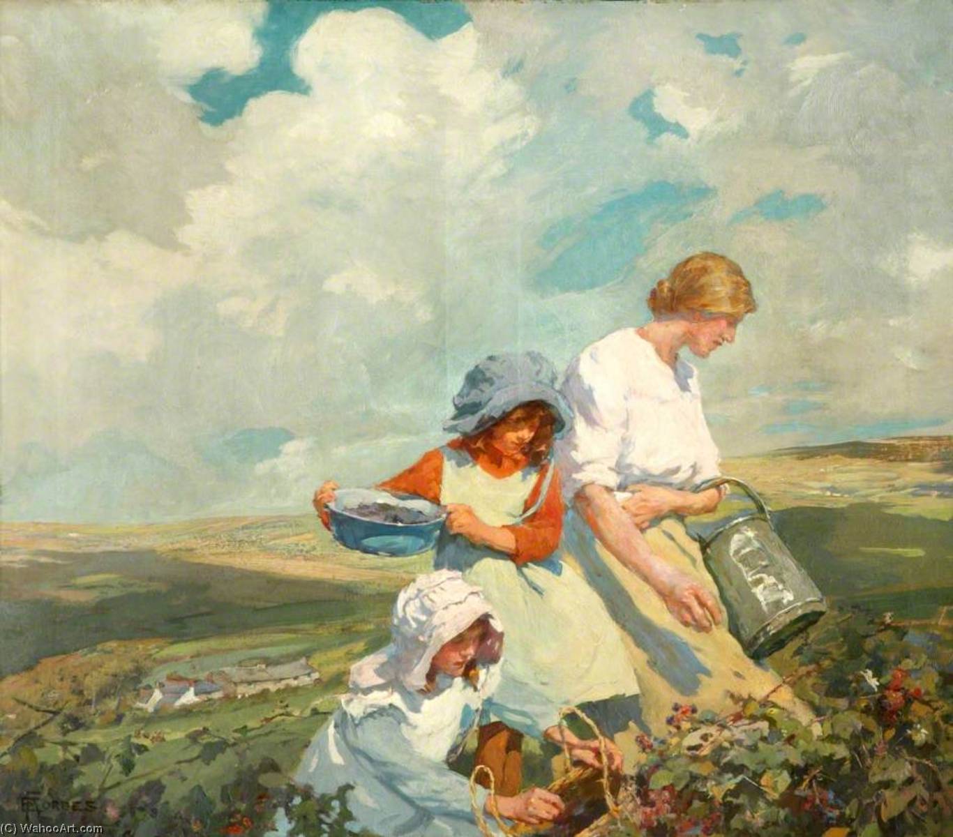 Wikioo.org - The Encyclopedia of Fine Arts - Painting, Artwork by Elizabeth Adela Stanhope Forbes - Blackberry Gathering