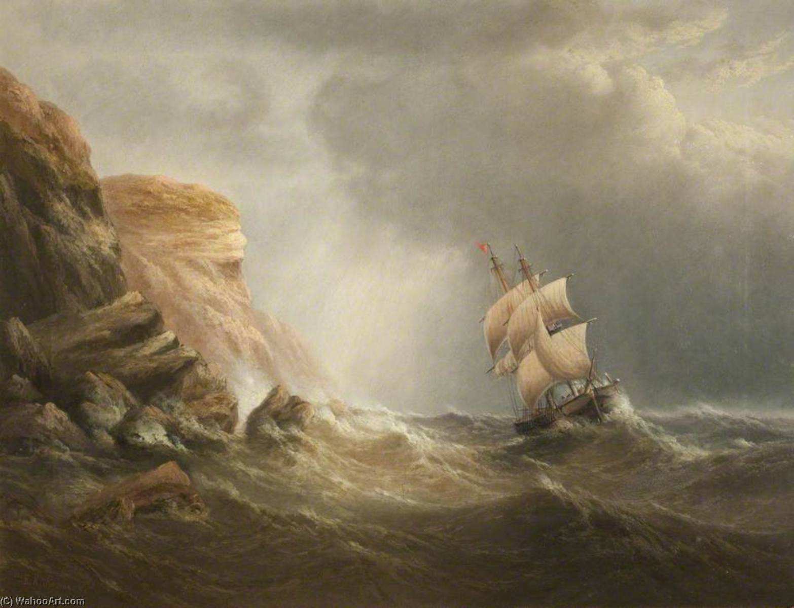 Wikioo.org - The Encyclopedia of Fine Arts - Painting, Artwork by Edward King Redmore - Rocky Coastal Scene