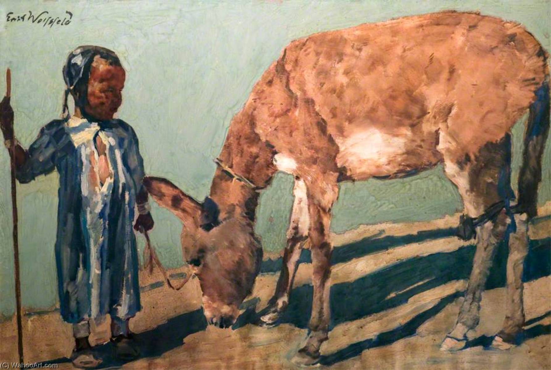 Wikioo.org - The Encyclopedia of Fine Arts - Painting, Artwork by Erich Wolfsfeld - Young Arab with a Donkey