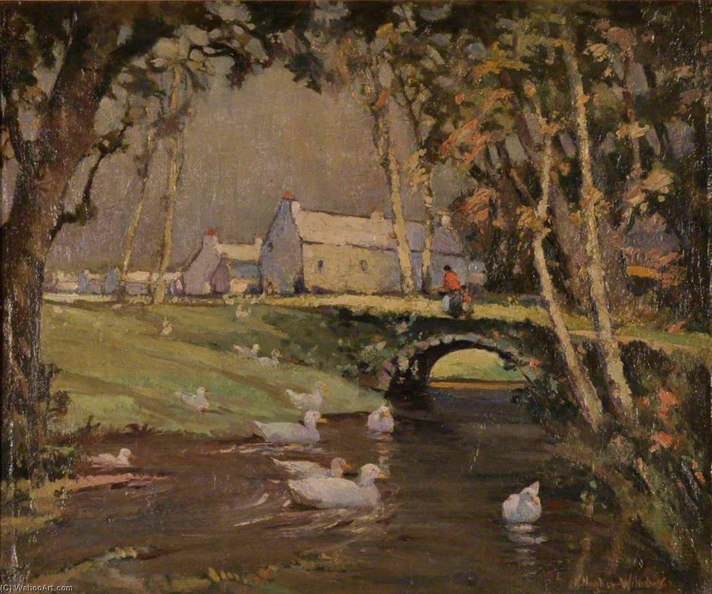 Wikioo.org - The Encyclopedia of Fine Arts - Painting, Artwork by Harry Hughes Williams - Pont Ty'n Coed, Pentre Berw