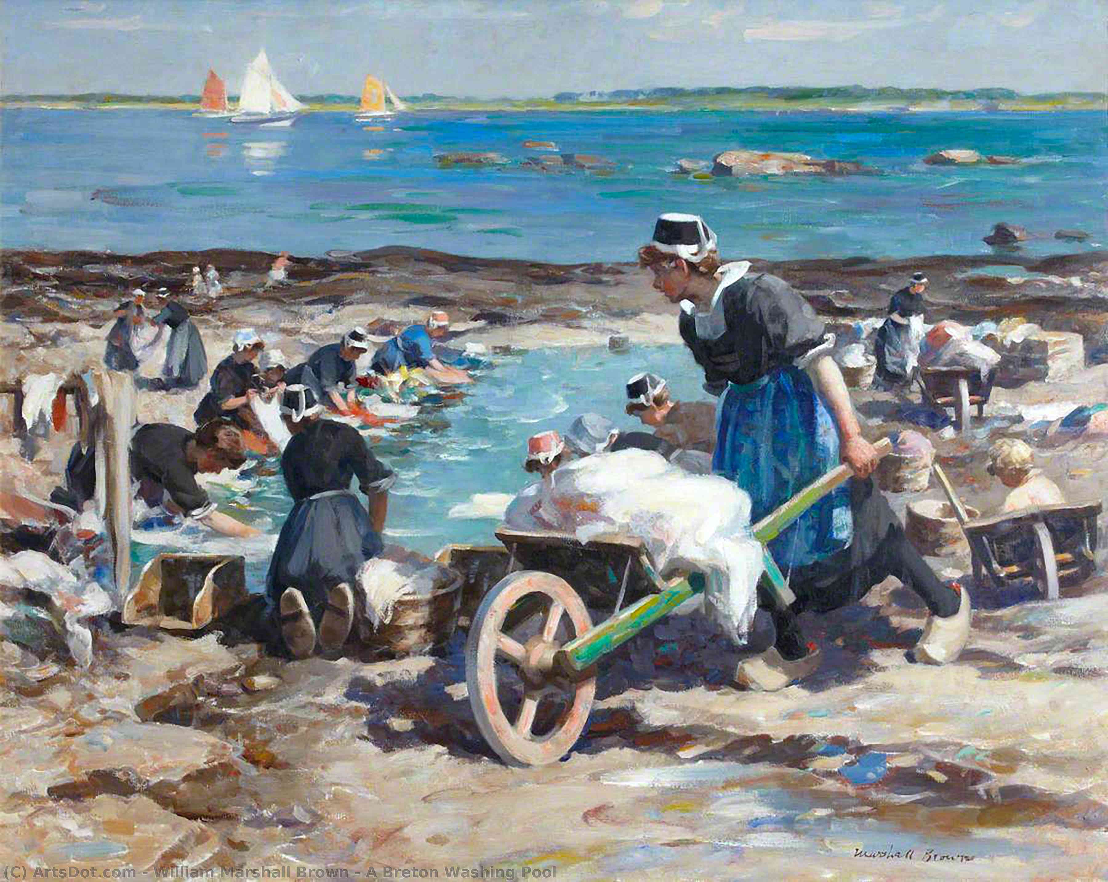 Wikioo.org - The Encyclopedia of Fine Arts - Painting, Artwork by William Marshall Brown - A Breton Washing Pool