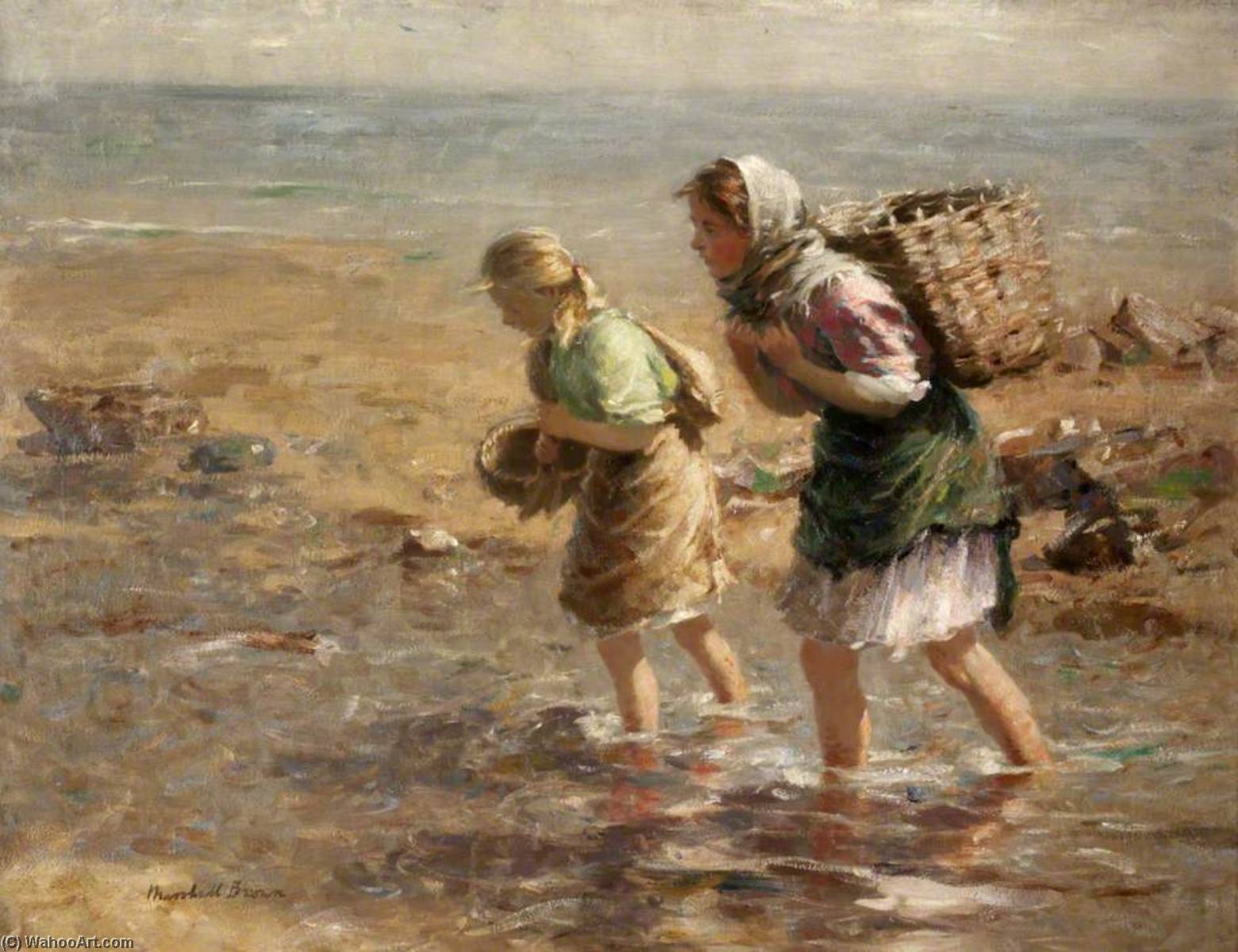 Wikioo.org - The Encyclopedia of Fine Arts - Painting, Artwork by William Marshall Brown - The Young Mussel Gatherers