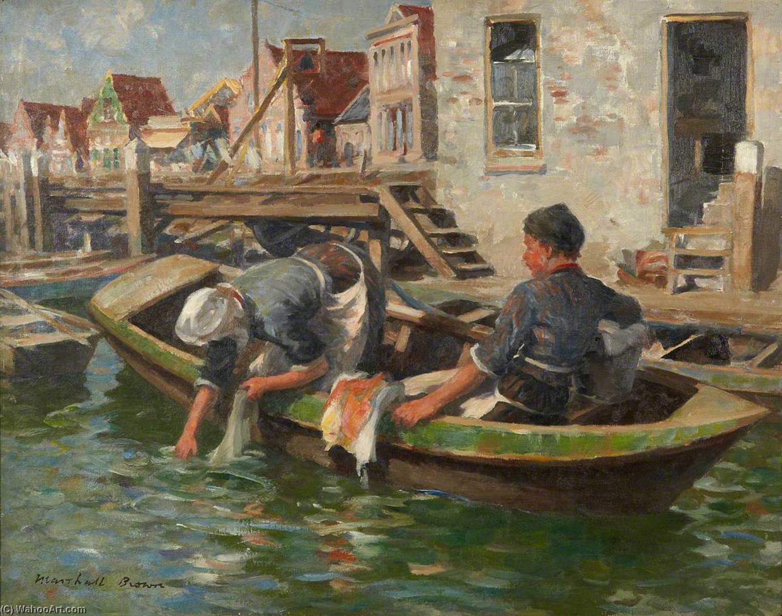 Wikioo.org - The Encyclopedia of Fine Arts - Painting, Artwork by William Marshall Brown - Washing – Volendam