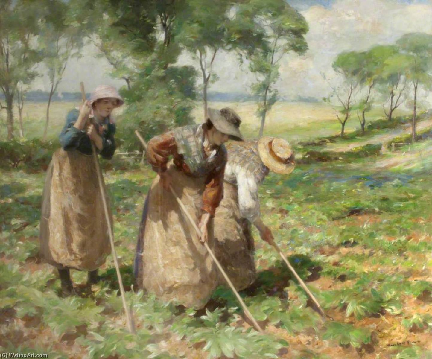 Wikioo.org - The Encyclopedia of Fine Arts - Painting, Artwork by William Marshall Brown - Hoeing in the Fields (Pitting Potatoes)