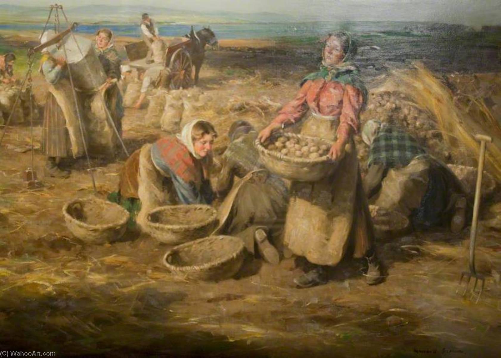 Wikioo.org - The Encyclopedia of Fine Arts - Painting, Artwork by William Marshall Brown - Waling Potatoes