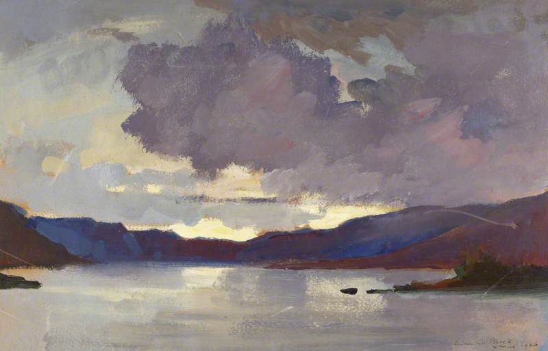 Wikioo.org - The Encyclopedia of Fine Arts - Painting, Artwork by Edmond Brock - Sunset over Loch Choire, Sutherland, Scotland