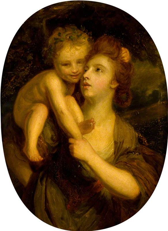 Wikioo.org - The Encyclopedia of Fine Arts - Painting, Artwork by John Graham Gilbert - Nymph with Infant Bacchus (after Joshua Reynolds)