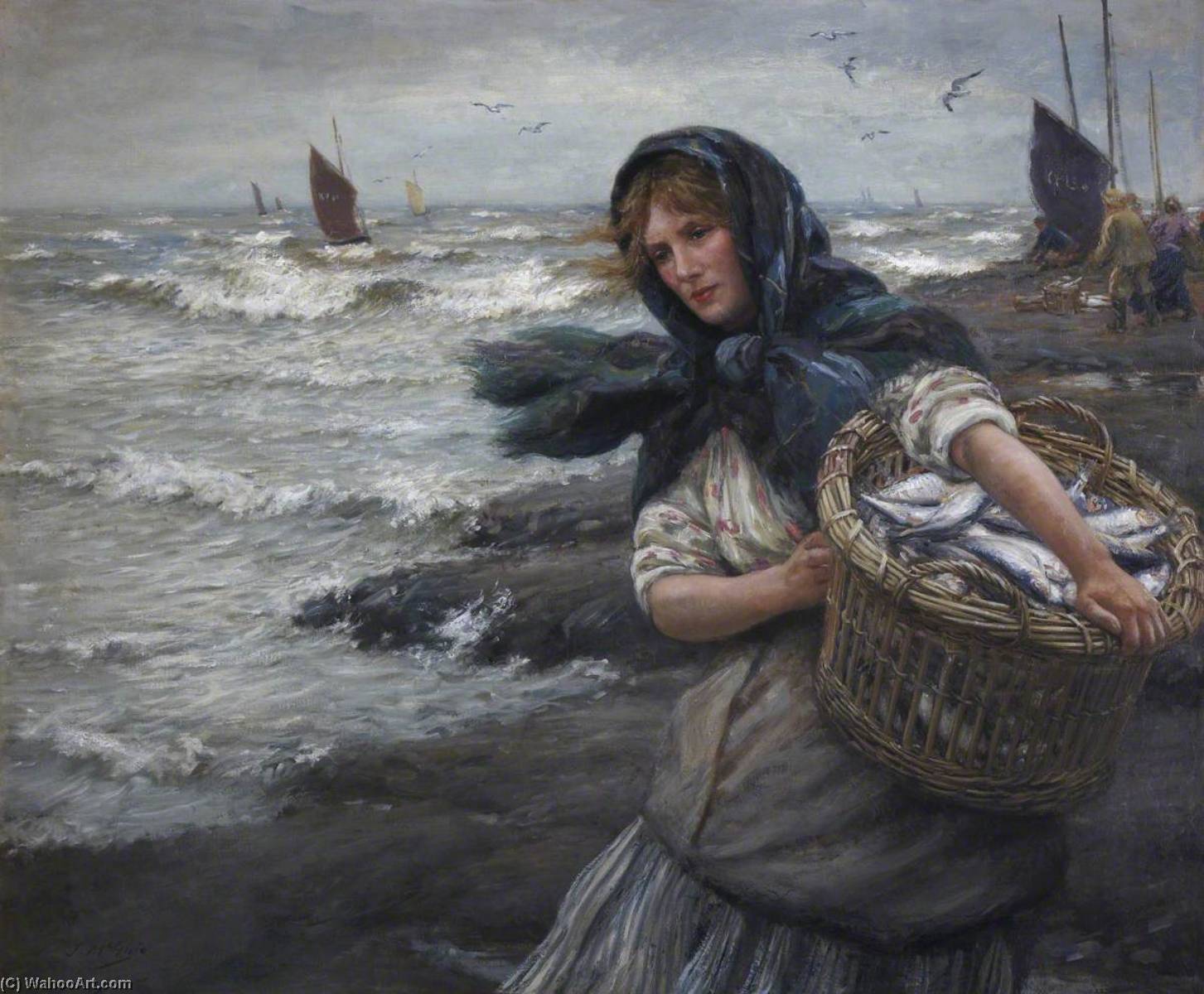 Wikioo.org - The Encyclopedia of Fine Arts - Painting, Artwork by John Mcghie - The Fisher Lass
